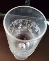 2 Bohemian Crystal Cascade Champagne Flutes Etched Swag Knob Stem & Panel Base