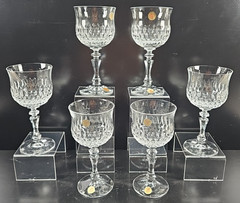 6) Schott Zwiesel Desiree Wine Glasses Set Vintage Crystal Clear Cut Germany Lot