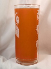 Vintage Salmon Pink & Blue Pastel Frosted White Leaf Glasses Tumblers (6)