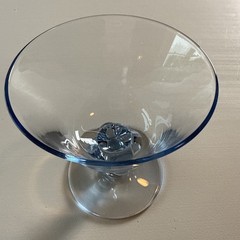 VTG Ingrid Gulli Light Blue Lobe Stem Glass Wine Glasses 4.25″ Set of 2 Barware