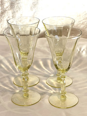 Cambridge Yellow Vintage Optic 7 1/2 Inch Wine Water Goblets 4