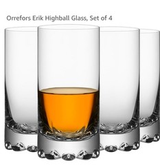 Orrefors Erik Highball Glass Set of 4 12 oz Clear Decorative Art Glass