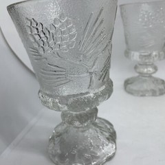 Vintage Indiana Glass Tiara PONDEROSA PINE 12oz Water Goblet 6″ Set of 4. Chips