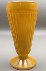 2 Vintage Old Fashioned Ribbed MILKSHAKE GLASS Retro MCM Yellow And Green