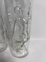 2 Vtg. LIBBEY Glass Tall 7″ Highball 3D Female BODY «La Femme» Mid-Century Mod.