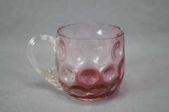 Victorian Rubina Spot Optic Inverted Thumbprint Custard / Punch Cup Circa 1880s