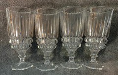 Elegant Vintage Cut Crystal Wine Glasses Beveled Water Goblet Hexagon Shape Foot