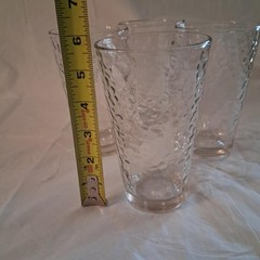 Vintage Libbey Clear Frost Crackle Pebble Texture Tumbler Glasses 16oz Set Of 4