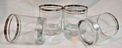 4 Pure Platinum Trim Cocktail Old Fashioned Crystal Glasses Versailles Italy