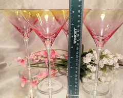 4 Circleware SUNSET Pink/Gold Ombre Martini Frozen Drink Cocktail Glasses Set