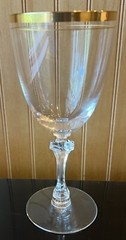 6 GOLD BRACELET TIFFIN FRANCISCAN CRYSTAL GOLD BAND WATER WINE GLASSES GOBLETS