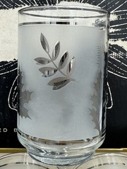 Vintage Libbey Silver Leaf Juice Glasses 8pc Set w Box Mid Century Barware Drink