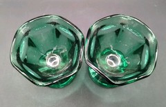 Vtg Anchor Hocking Fountainware Emerald Green 4oz Low Sundae Glass Set of 2
