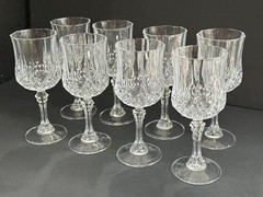 Elegant Vintage Longchamp Cristal D’ Argues Crystal Wine Glasses Set X 8