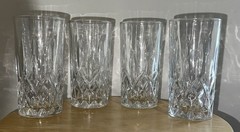 Set of 4 Highball Tumbler Crystal Glasses