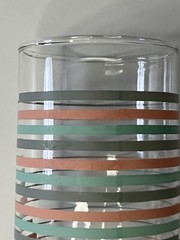 MCM Vintage Tumbler Glasses Set Teal Turquoise Grey Pink Striped Pattern