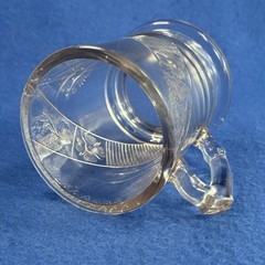Vtg Antique Cup c. 1882 McKee Glass EAPG Prism/Daisy Pleat Pattern Footed