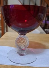 Morgantown Glass Co. Elegant RUBY GOLF BALL Sherbet/ Desert Glass/Stem Used