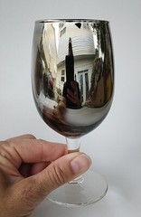 4x Silver Metallic Luster Ombre Fade 8 oz Wine Glass ~ 5⅝” Tall