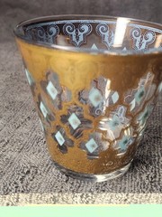 RARE Find 1 MCM Culver Cocktail Glass 22K Gold and Turquoise Cup EUC Elegant