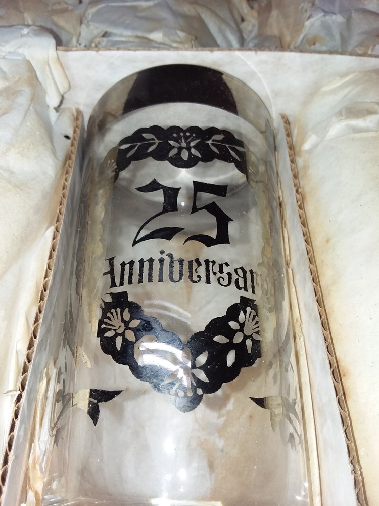 [J9] — NOS Vtg Queen’s Lusterware Ltd. 25th Anniversary Glasses in Original Pkg