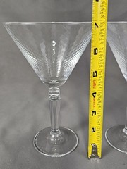 2 Optical Illusions Hammered Martini Glasses Clear 7″ Tall