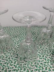 Vintage Set Of 4 Victoria Cut Knob Stem Wine Glasses 6.7/8″