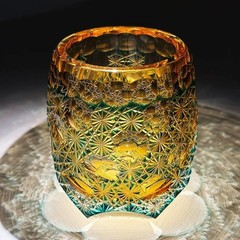 Luxury Whisky Brandy Crystal Bar Glass Japanese Style Hand Cut To Clear 9oz