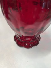 5 Fenton Glass, Dots And Panels Rayed Thumbprint, Red Tumblers 1933