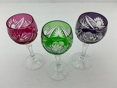 SET OF 3 BOHEMIAN CUT-TO-CLEAR CRYSTAL CORDIAL APERITIF GLASSES 5-1/2”
