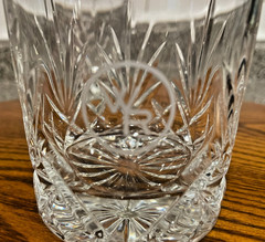 Vintage Cut Crystal Woodford Reserve Whiskey Glasses Pair 4” Rocks Starburst