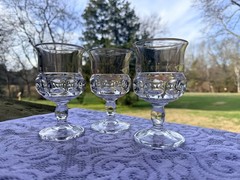 Indiana Glass Kings Crown Clear Thumbprint Goblets