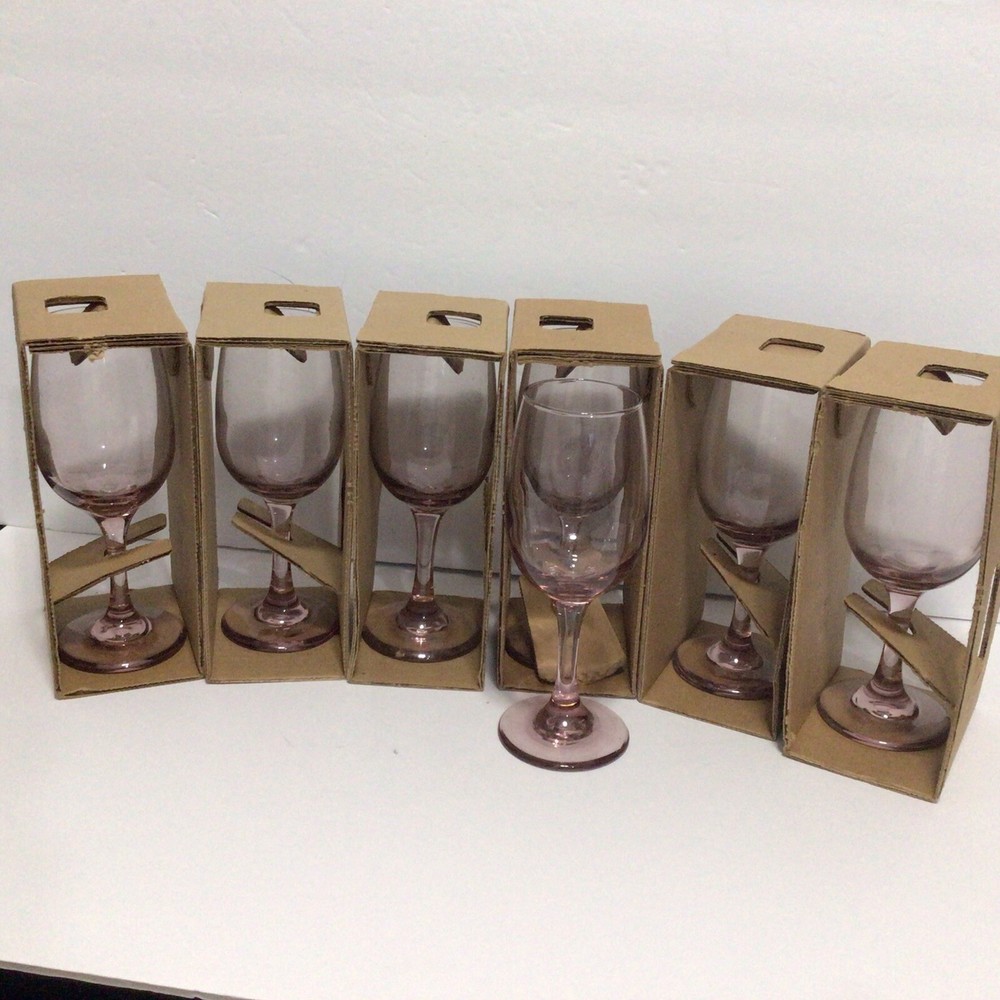 8 Vtg Premiere Stemmed Plum Wine Glasses MCM 1970s #188