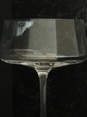 Vintage Optic Bowl Champagne Coupes Set 2 Clear Cocktail Glasses Modern Barware