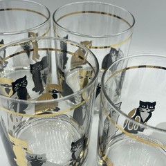 Vtg MCM Culver Cats Double Old Fashioned Glasses Set of 4 22k Gold trim Flaws