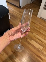 Set of 2 PIER 1 Angled Rim Crackle Clear 10″ Fluted Champagne Glasses Slanted