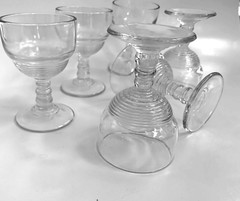 Set of 6 EAPG Clear Ribbed Stemmed Cordials 3 1/2″ tall x 2 1/8″ Diameter
