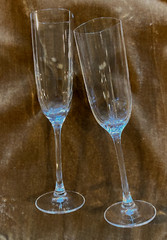 Horchow «Times Square» ~ Set of 2 Square Bowl 9″ Champagne Flutes ~ EUC