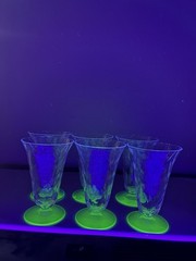 Vintage CONE SHAPED GREEN/URANIUM OPTIC FOOTED GLASS