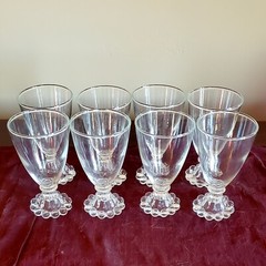 8-Vintage Anchor Hocking Berwick Bloopie Clear Water Ice Tea Wine Goblet Glasses