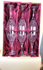 Galway Irish Lead Crystal Set of 6 Tara Wine Glasses in Original Box