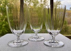 (3) MIKASA STEPHANIE~CRYSTAL ICED TEA GOBLETS~GLASSES~STEMWARE~6″~OPTIC BOWL~EUC