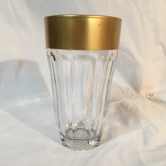 Lot of 6 Vtg MCM Pasabahce PALAKS 10 Panel Tumbler Glass Turkey 12 oz Gold Band