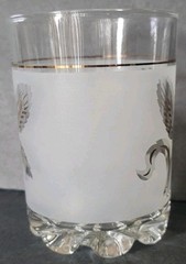 Covetro Italian Frosted Gold Wheat Personal Ice Bucket Glass Glass Gold Trim 6″