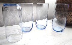 Vintage Libbey Misty Blue Optic Swirl Highball Tumbler Glasses (Set of 4)