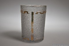 c 1914 No 722 AKA LORRAINE by New Martinsville FROSTED COLORLESS w/GOLD Tumbler