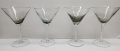 PIER 1 SMOKE GRAY GREY CRACKLE MARTINI GLASSES LOT OF 4