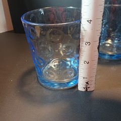 Pasabahce Cirque Bubble Ring Blue 4 Low Ball Glasses 4″ tall