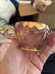 Antique Double Dahlia with Lens Rose Flash Punch Cup By U.S. Glass
