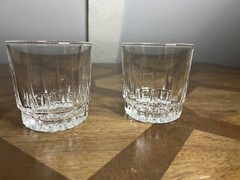 2 Vintage Arcoroc Arc France Whiskey Low Ball Glasses Cut Glass Detail